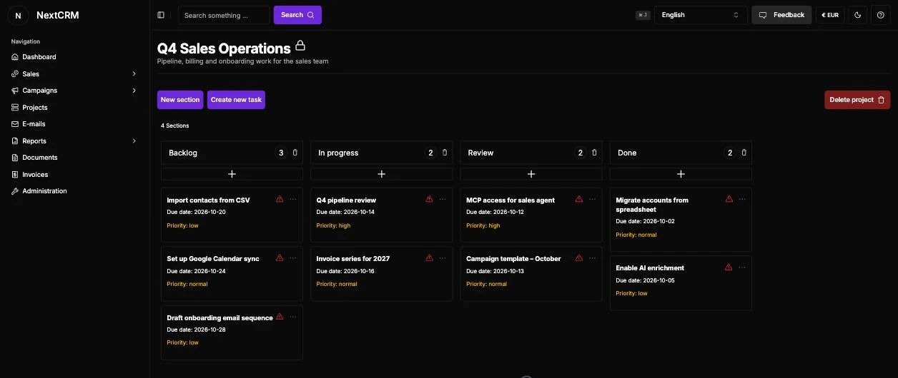 NextCRM project boards